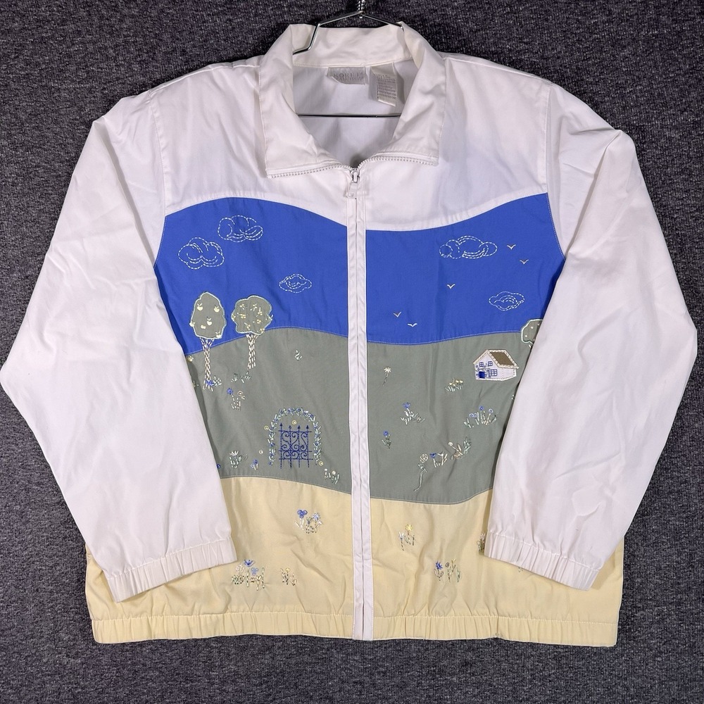 Koret Francisca Windbreaker Womens L Multi Colorblock‎ Scenic Cottagecore Casual